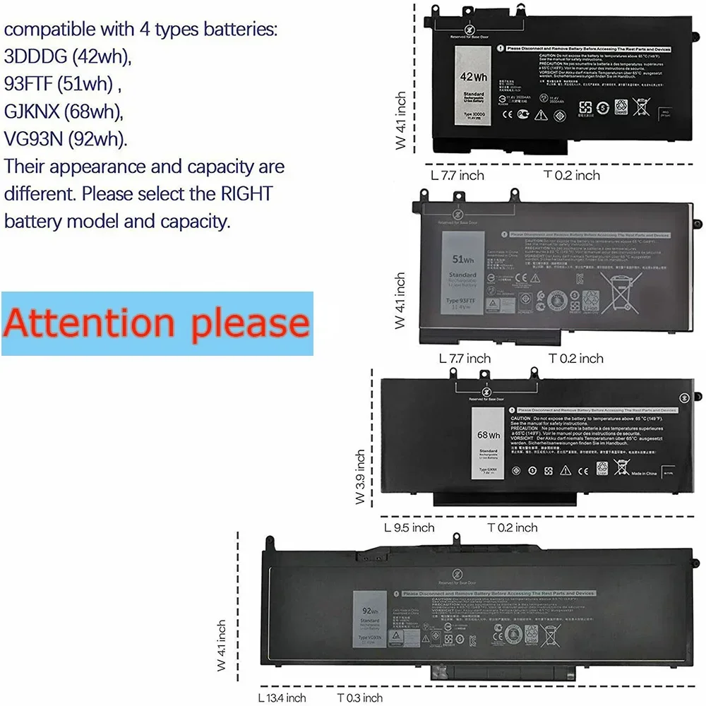 New Genuine Battery for Dell Latitude 5590 5490 5480 GJKNX DV9NT KCM82 GD1JP(7.6V 68Wh)