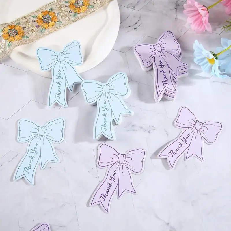 New 20Pcs Bow Shaped Thank You Gift Tags With Blank Notes To Show Gratitude For Wedding Gift Packaging Party Favor Decoration