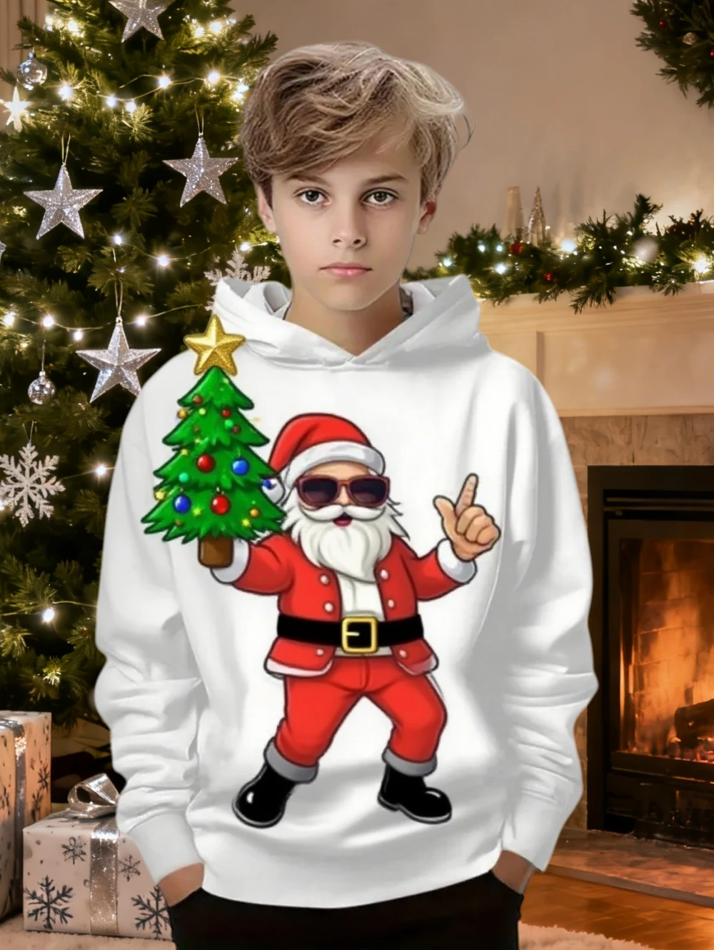 عيد الميلاد سانتا كلوز الأطفال هوديس 3D طباعة الأيائل طويلة الأكمام الخريف بلوزات الكرتون البلوز ملابس رياضية للأطفال