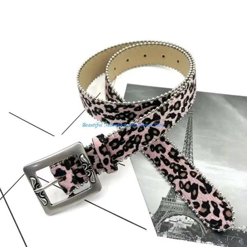 E56A Waist Belt Chain Dancers Costume Belt for Wrap Dress Leopards Print Chain Belt for Suit Skirt Jeans Body Jewelry