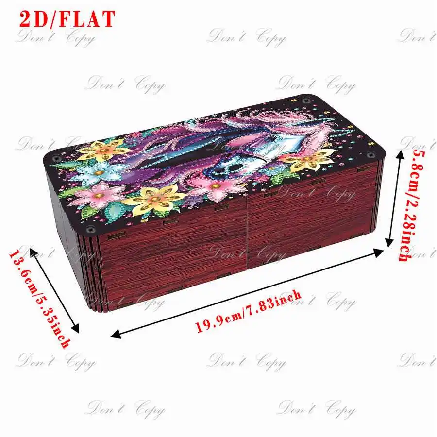 A set of diamond-encrusted red rectangular desktop storage boxes, decorated with creative spring floral and animal patterns.