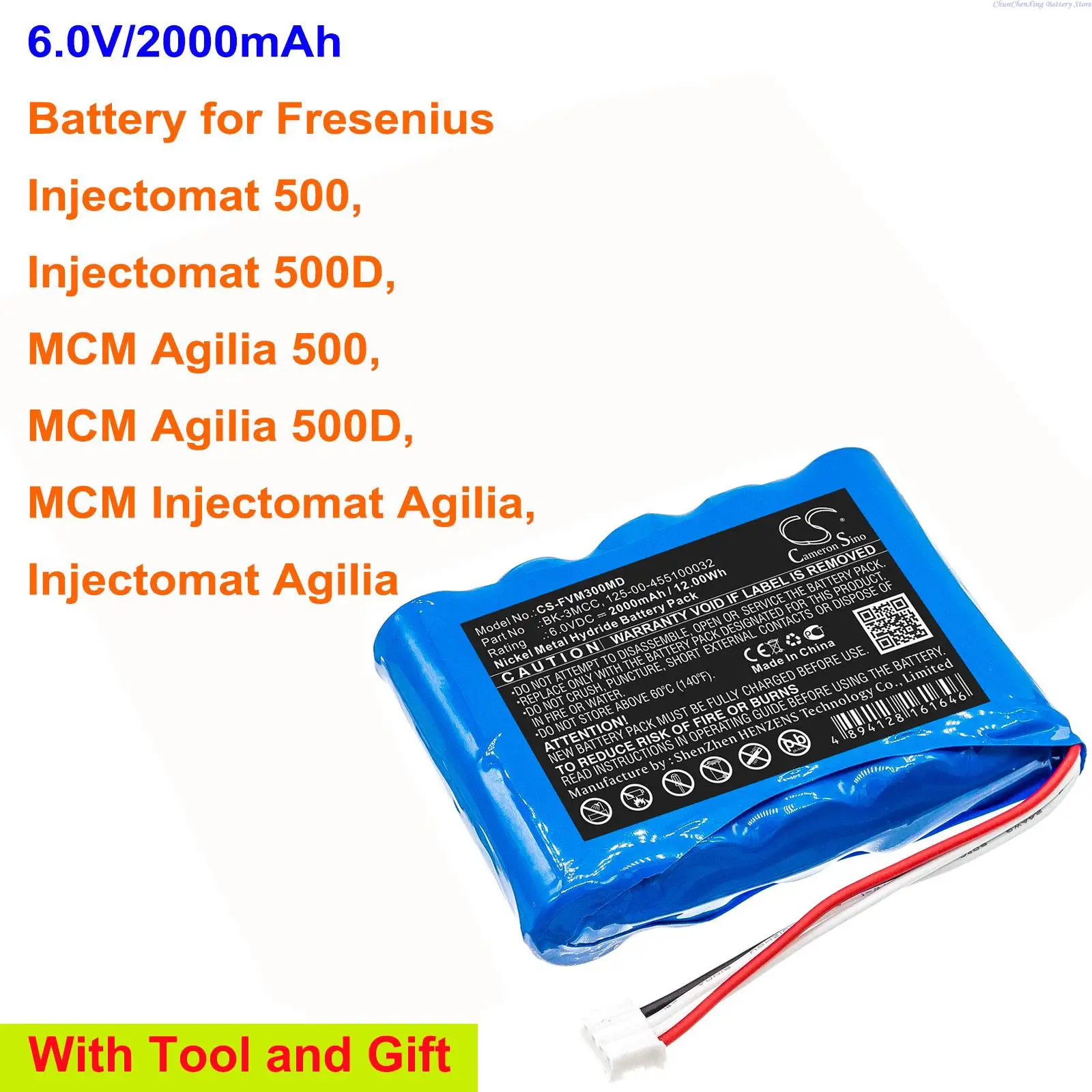 

2000mAh Battery BK-3MCC for Fresenius Injectomat 500, Injectomat 500D, MCM Agilia 500, 500D, MCM Injectomat Agilia