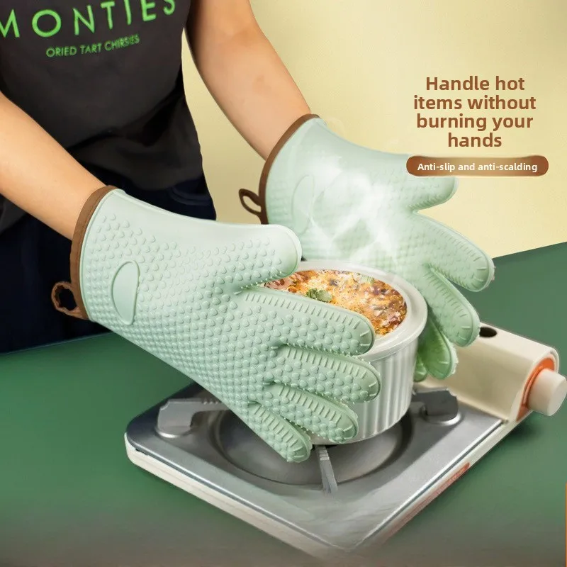 

Heat Resistant Silicone Gloves Microwave Oven Baking Gloves Kitchen Anti-scald Anti-slip Silicone BBQ Heat Insulation Mitts