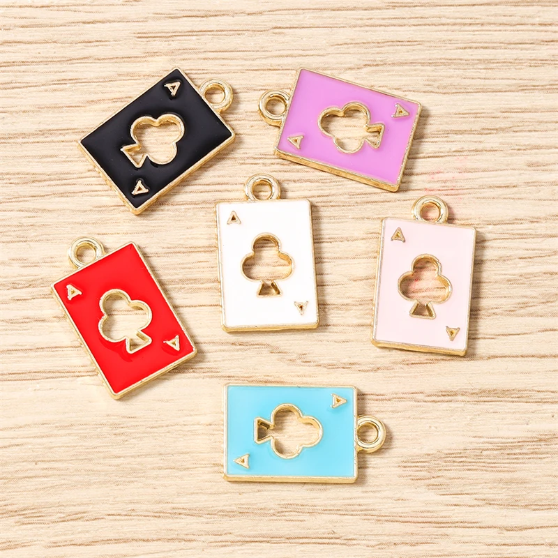 10 Stück 11 x 18 mm niedliche Emaille-Hohl-Poker-Karten-Charms-Anhänger für Schmuckherstellung, Halsketten, Ohrringe, Armbänder, DIY-Bastelbedarf – Detail 4