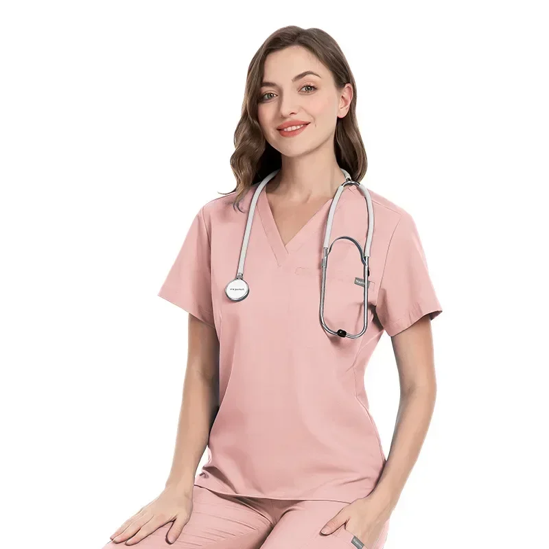 Medical Treatment Scrub Uniforms High Quality V-neck Tops Pants Scrubs Set Spa Uniforms Unisex Work Clothes Medical Suits