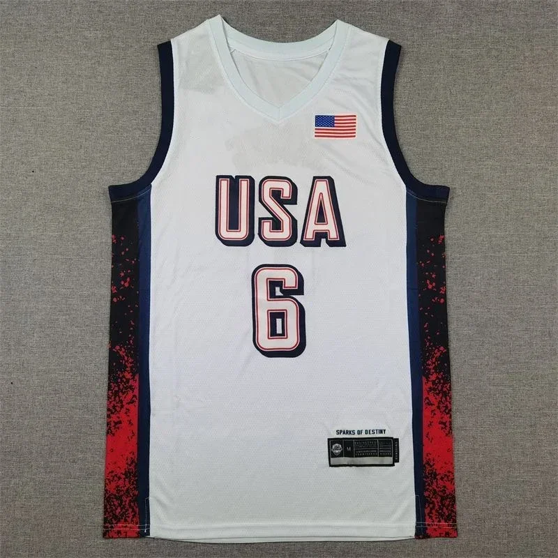 2024 USA Dream Team maglia da basket americana James 6 Hip Hop per bambini ragazzi uomini uniforme da allenamento della squadra nazionale