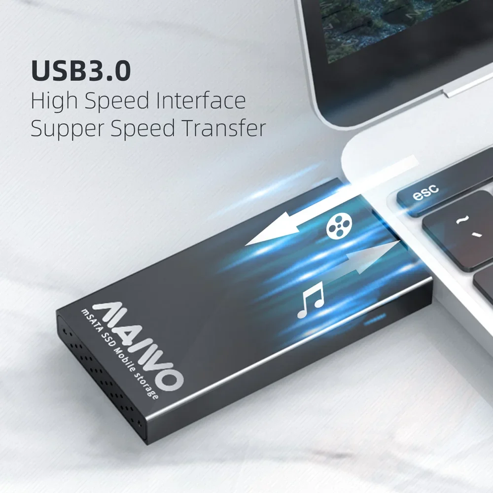 MAIWO mSATA твердотельный накопитель, USB 3,0 к USB 3,0 SSD корпус, мини внешний мобильный жесткий диск из алюминиевого сплава mSATA