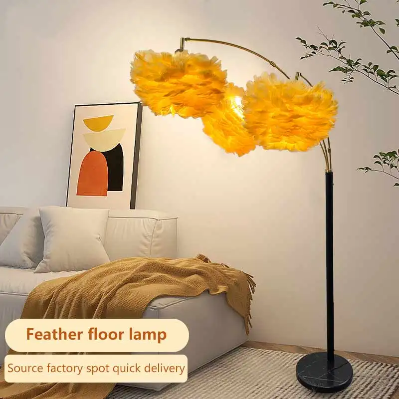 

Luxury Ostrich Feathers Floor Lamp Standing Modern Home Floor Light for Living Room