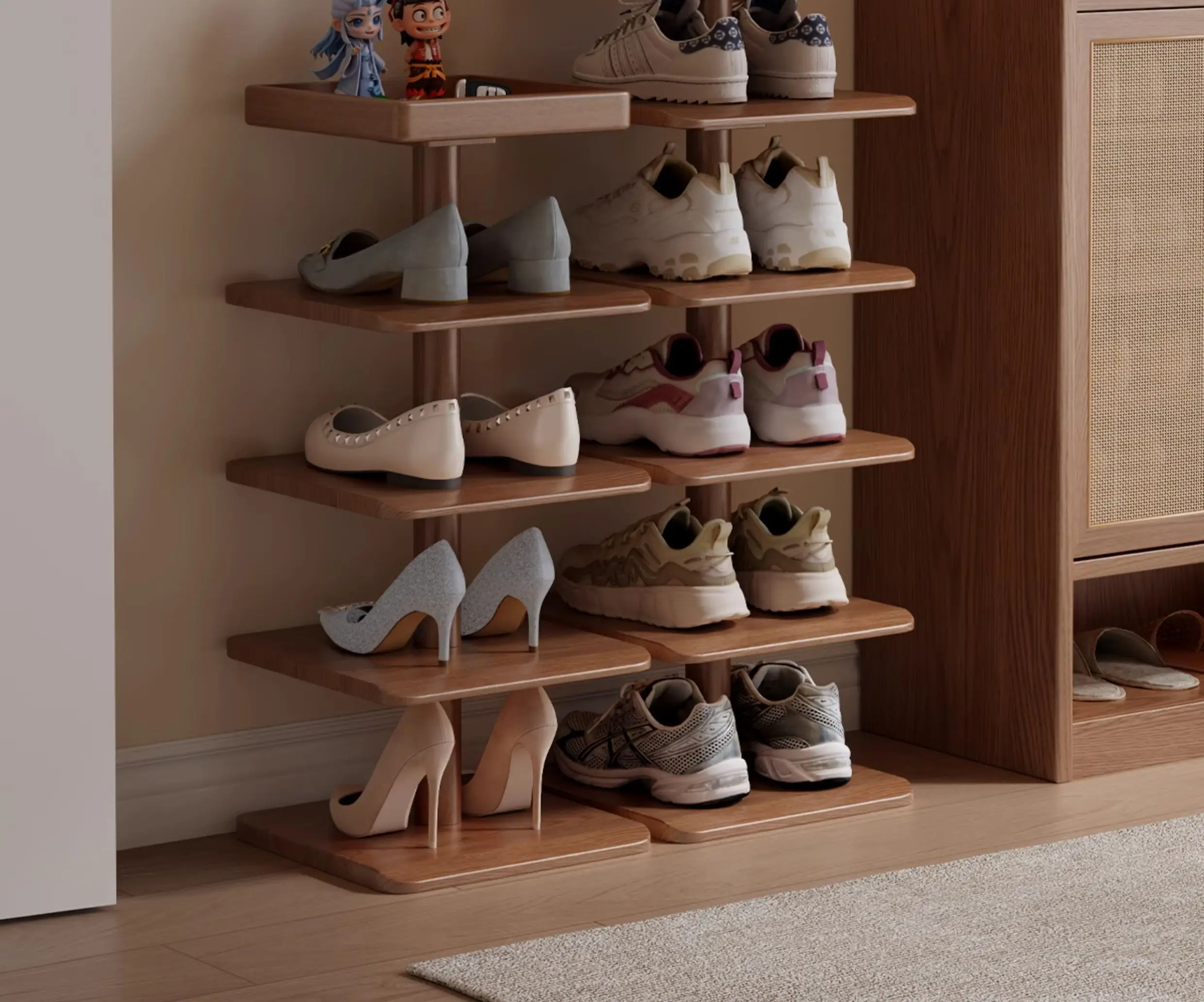 

Solid wood shoe cabinet, living room, mini rack, small narrow door to enter the home, does not take up space, multi-layer shoe r