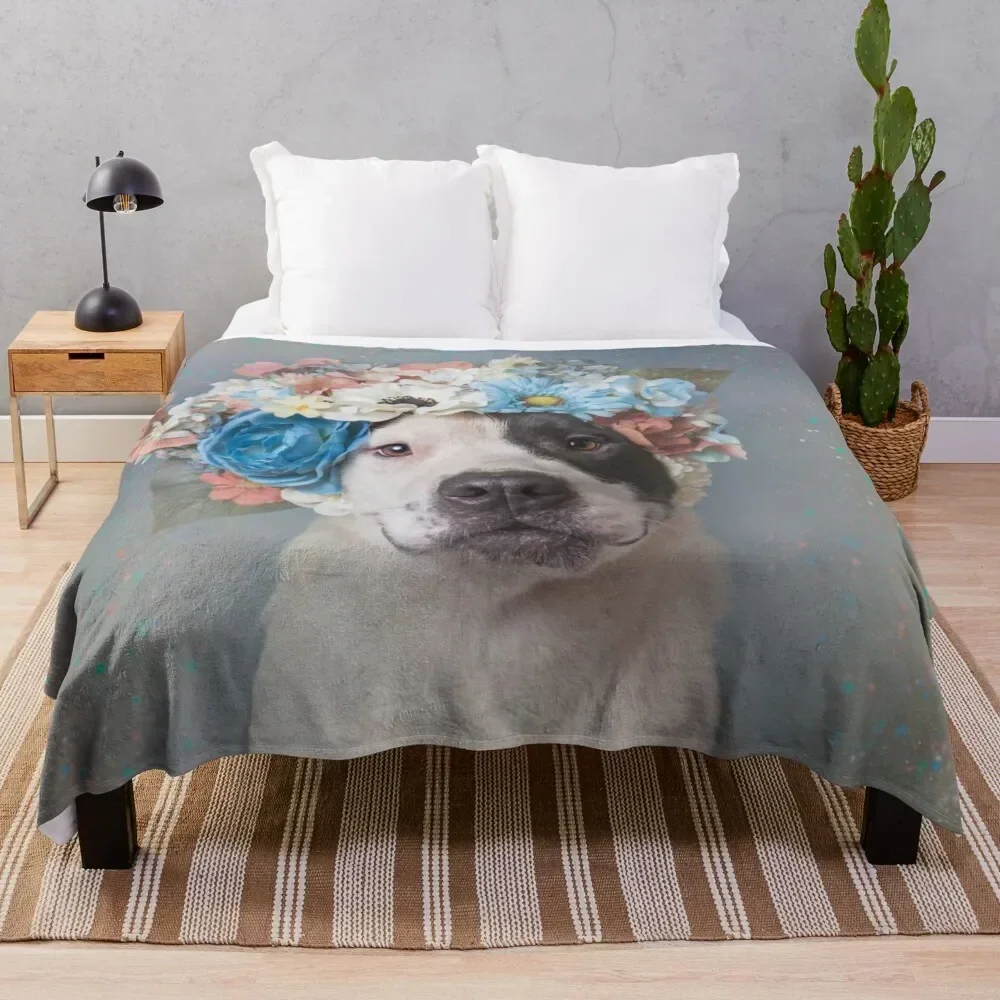 Pit Bull Flower Power, Perry Carter Throw Blanket Cozy Home Blanket Gift for Christmas Holiday