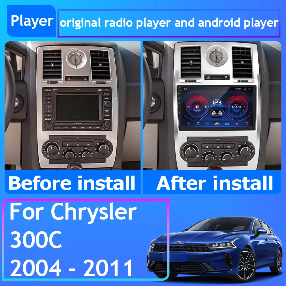 Car Radio Android 13 Carplay For CHRYSLER 300C 2004 - 2011 GPS Navigation Android Auto Stereo 5G BT Wifi Video Bluetooth No 2din