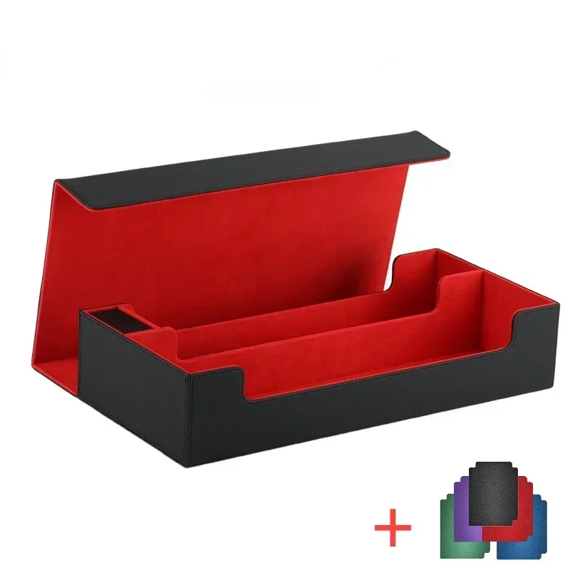 600 +/100 + couro do plutônio cartões de negociação caixa de armazenamento comandante cartão deck caso fecho magnético titular do cartão se encaixa para cartões de jogo mágicos