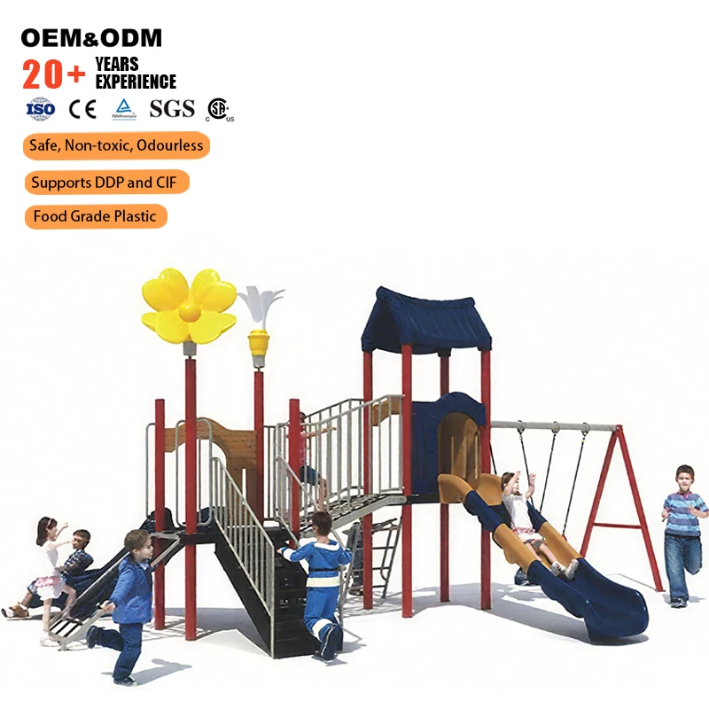 Outdoor Playground Equipment Garden-Themed Outdoor Play Slide - Large Size Safe Build & Endless Fun Amusement Park Facilities