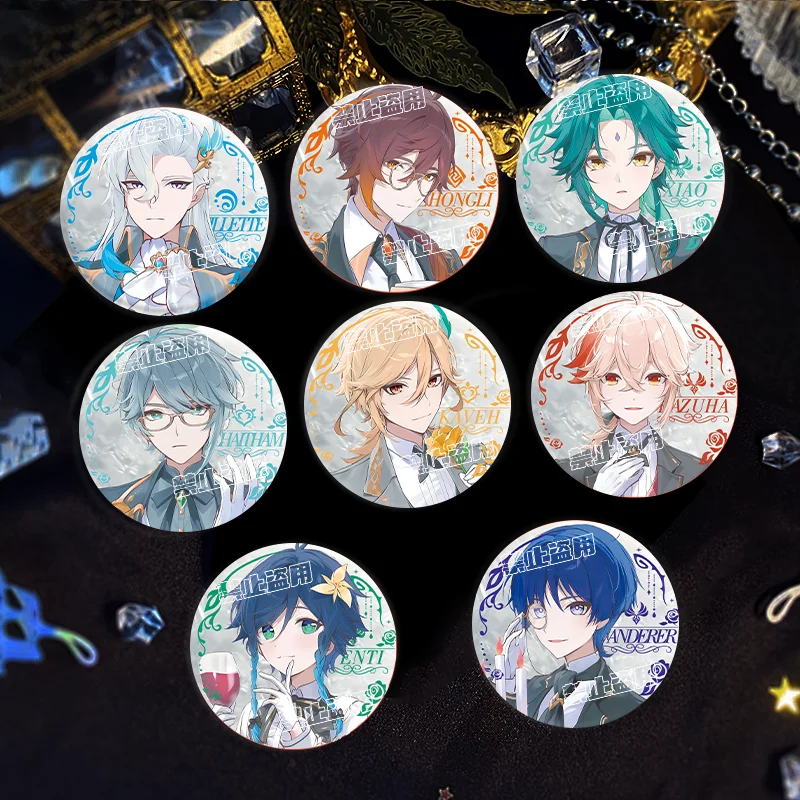8 قطعة أنيمي Genshin تأثير Venti Zhongli شياو دبابيس لطيف شارة سترة الجينز التلبيب دبوس جمع هدية اكسسوارات بروش