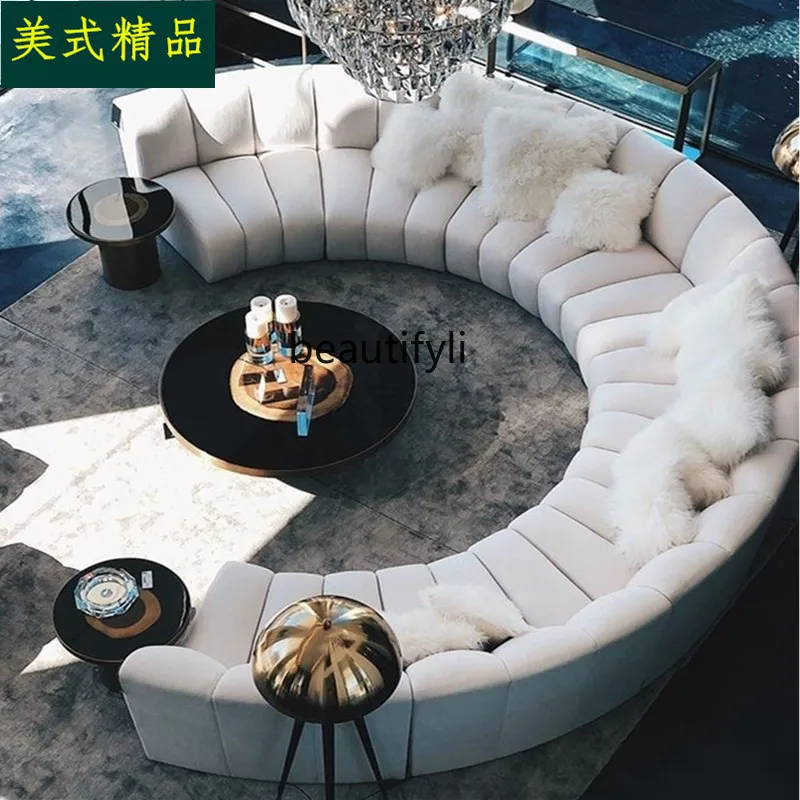 American Arc Semicircle Fan-Shaped round Combination Sofa Large Apartment Shopping Mall Villa