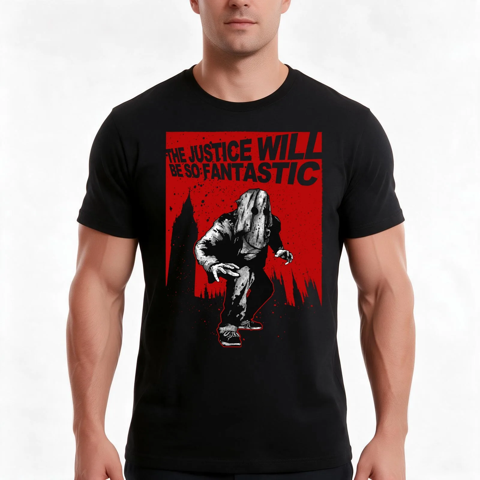 Fantastic Justice T-Shirt, Summer Casual Cotton Tee, Oversized Streetwear Tops, Vintage Graphic Print, Loose Fit Short Sleeve