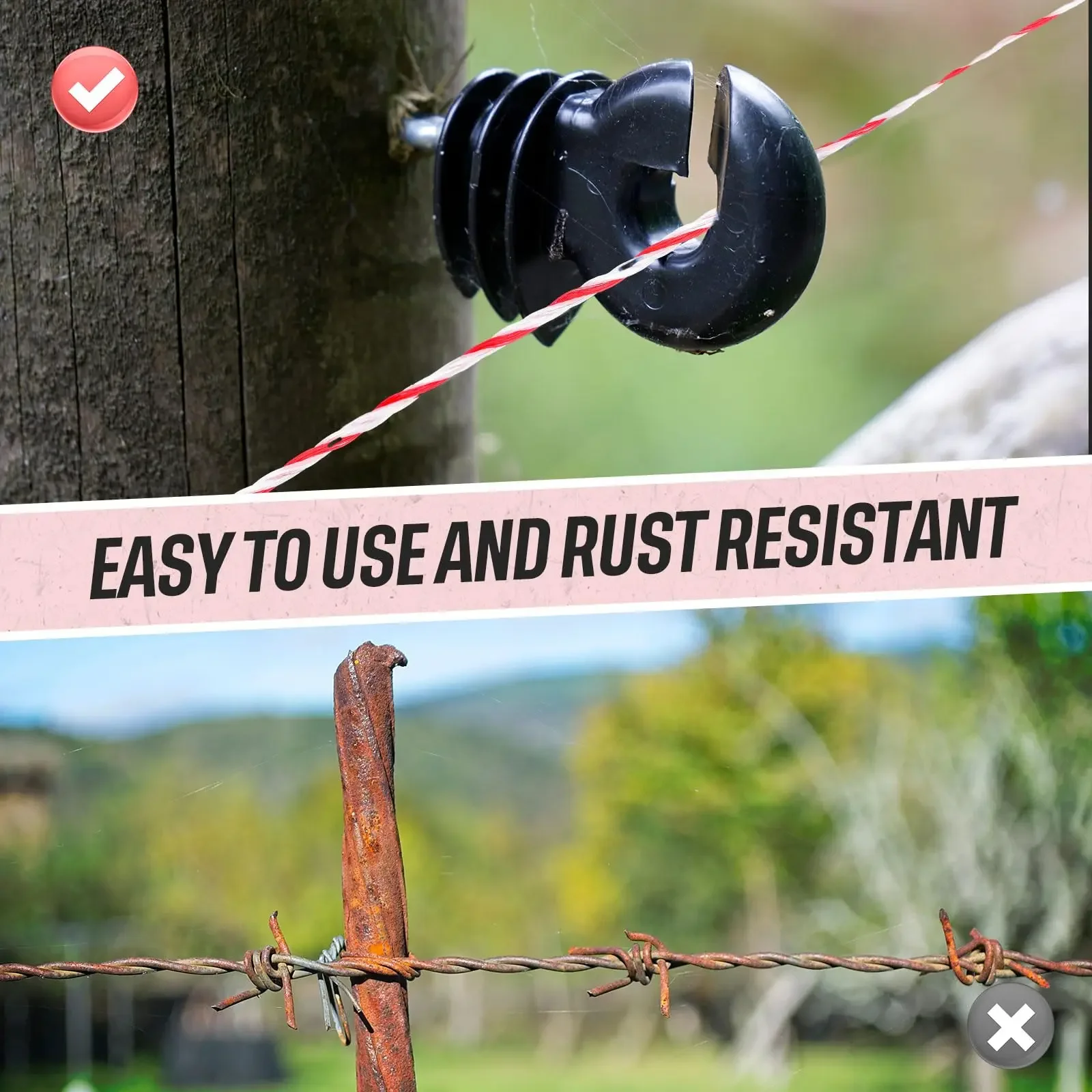 500/200M/Rotolo Corda per recinzione elettrica in polywire con corda in acciaio poli per recinzione di animali per cavalli Filo a resistenza ultra bassa e accessorio