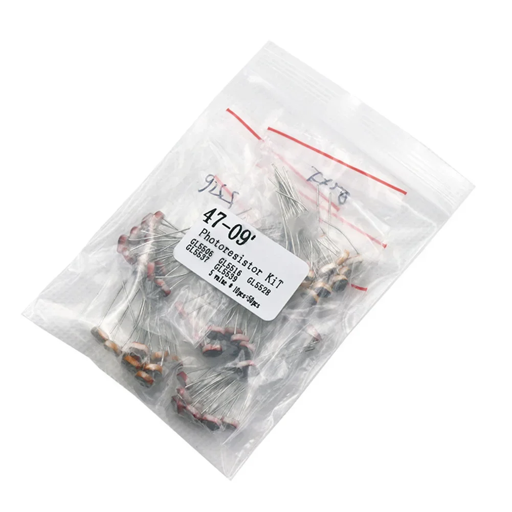 50pcs LDR Photoresistor Kit GL5506 GL5516 GL5528 GL5537 GL5539 Light Sensitive Resistor For DIY Electronics Projects Tool