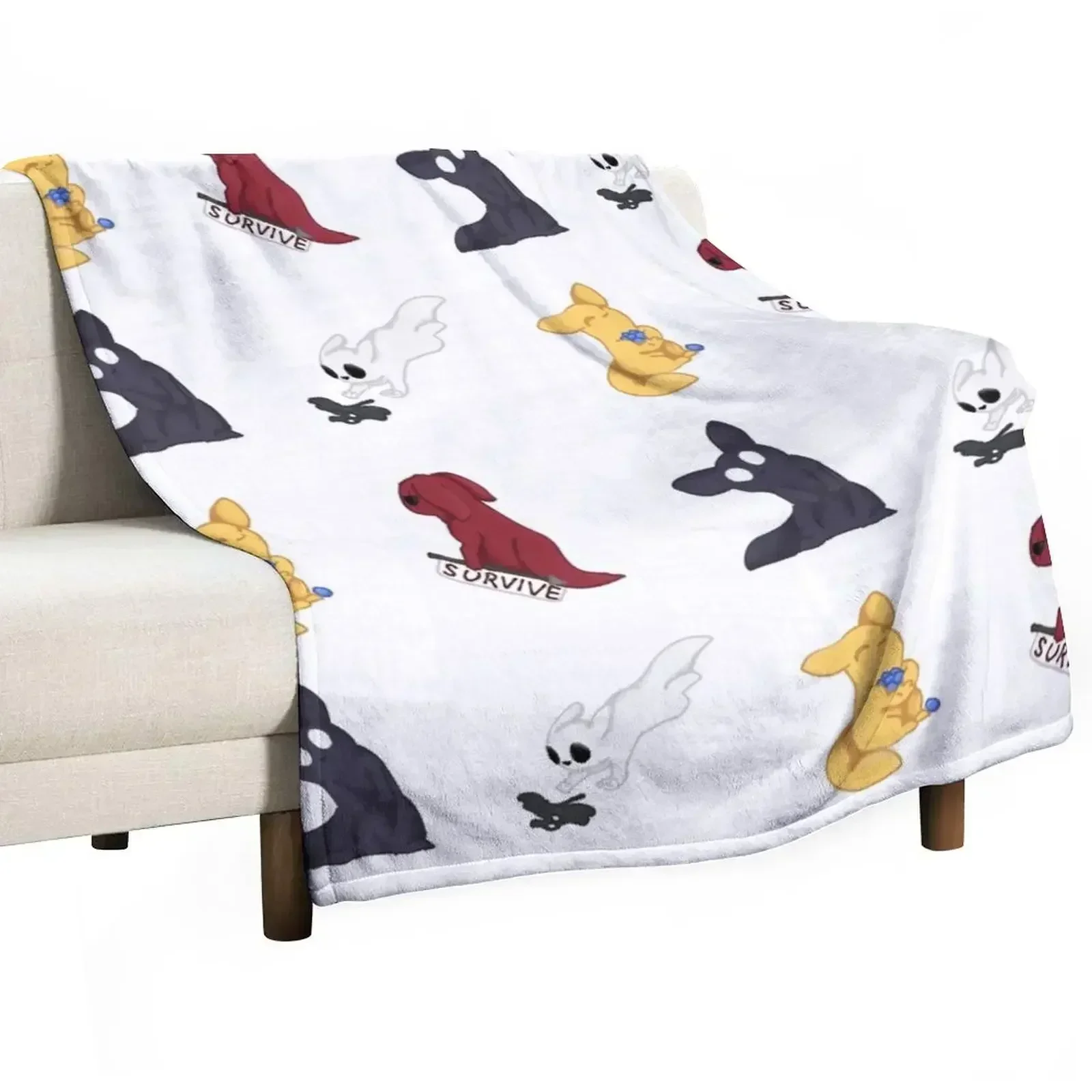 Rain World slugcats Throw Blanket anime Loose For Sofa Thin Flannel Fabric Heavy Sofas Blankets