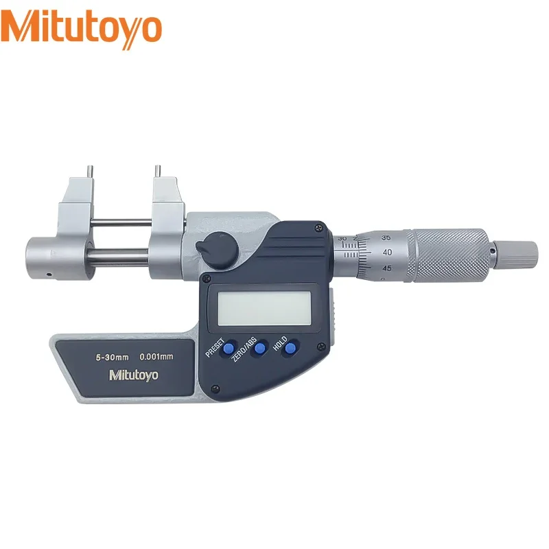 Mitutoyo 345-251-10 Digital Inside Micrometer Range 25-50mm Resolution 0.001mm Satin Chrome Finish LCD Display 345-250-10