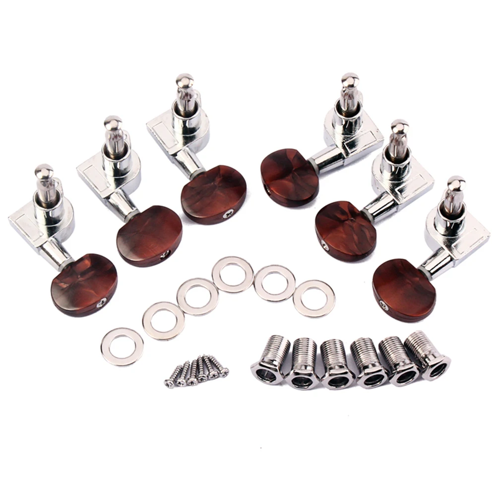 

Coffee Color Guitar Tuning Pegs Machine Heads Half Moon Style Metal 4X2.2X1.45Cm Electric Acoustic Steel String