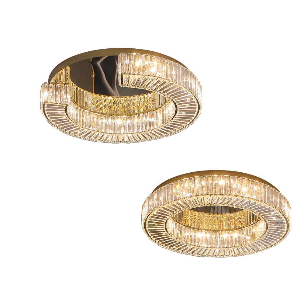 Gold C-shape Luxury Crystal Ceiling Lamp Modern Room Decoration Lamparas De Techo Lampa Living Room Bedroom Led Lighting