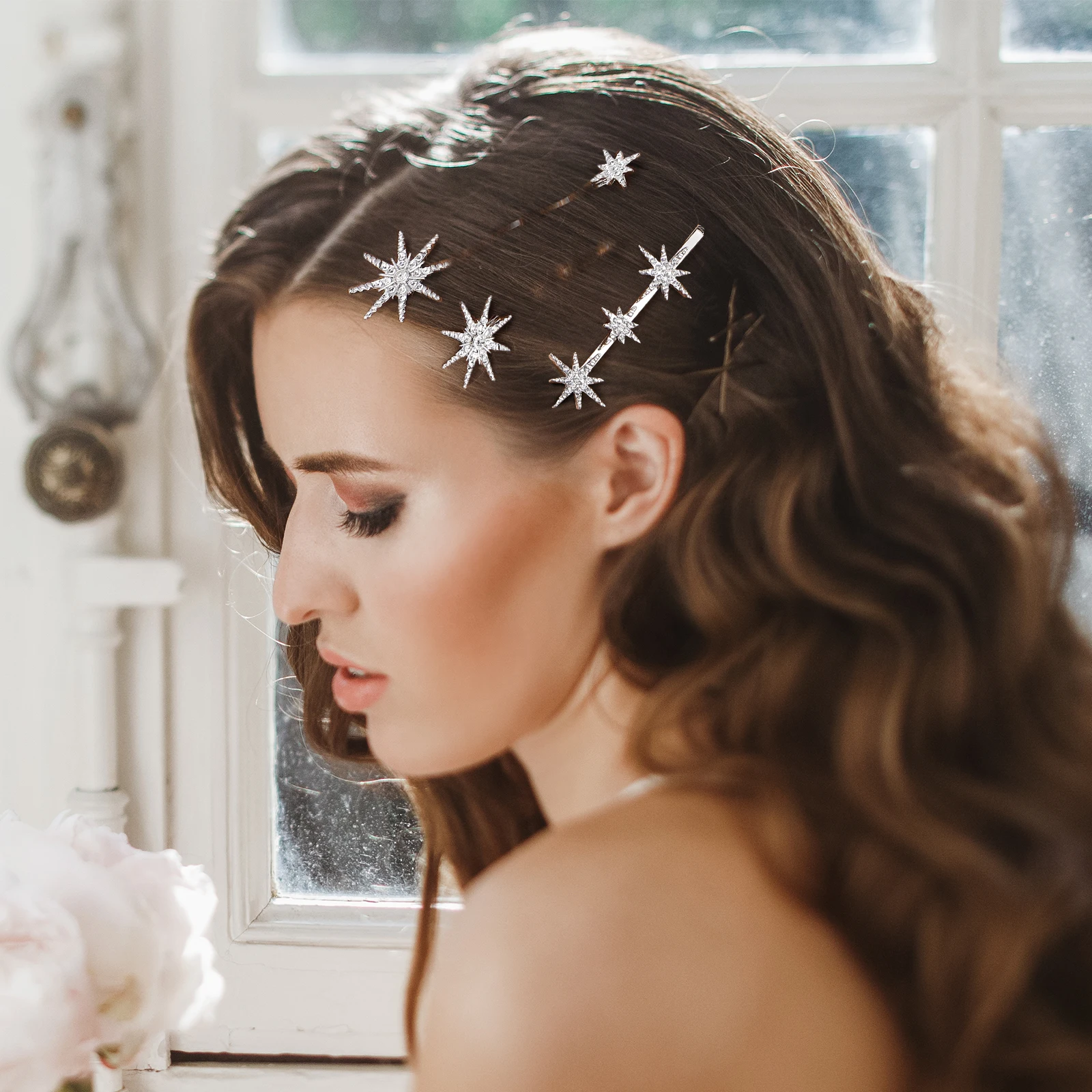

8 Pcs Silver Clip Rhinestone Bobby Pins Decorative Clips for Thin Thick Hair Women Bride French Comb Hair Styling Long Lasting