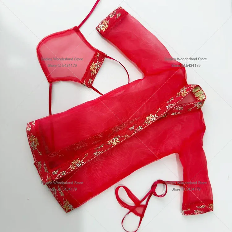 

1/6 Female Soldier Embroidered Slightly Translucent Sexy Ancient Costume Nightgown Underwear Set For 12inch Action Figure Doll