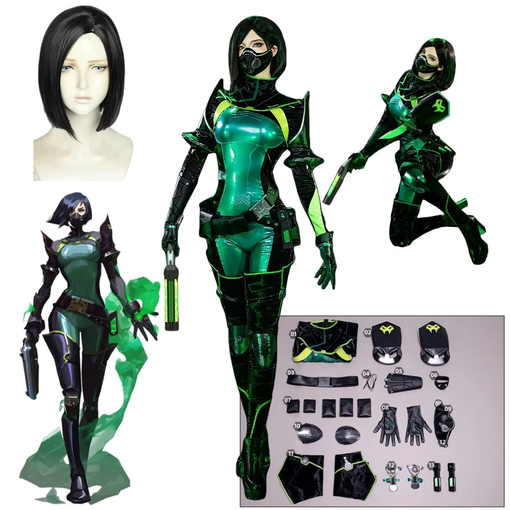 Viper Cosplay Costume Wig Game Valorant Viper Women Outfits Prop Halloween Carnival Party Clothes