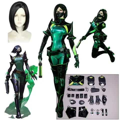 Viper cosplay traje peruca jogo valorant viper roupas femininas prop halloween carnaval festa roupas