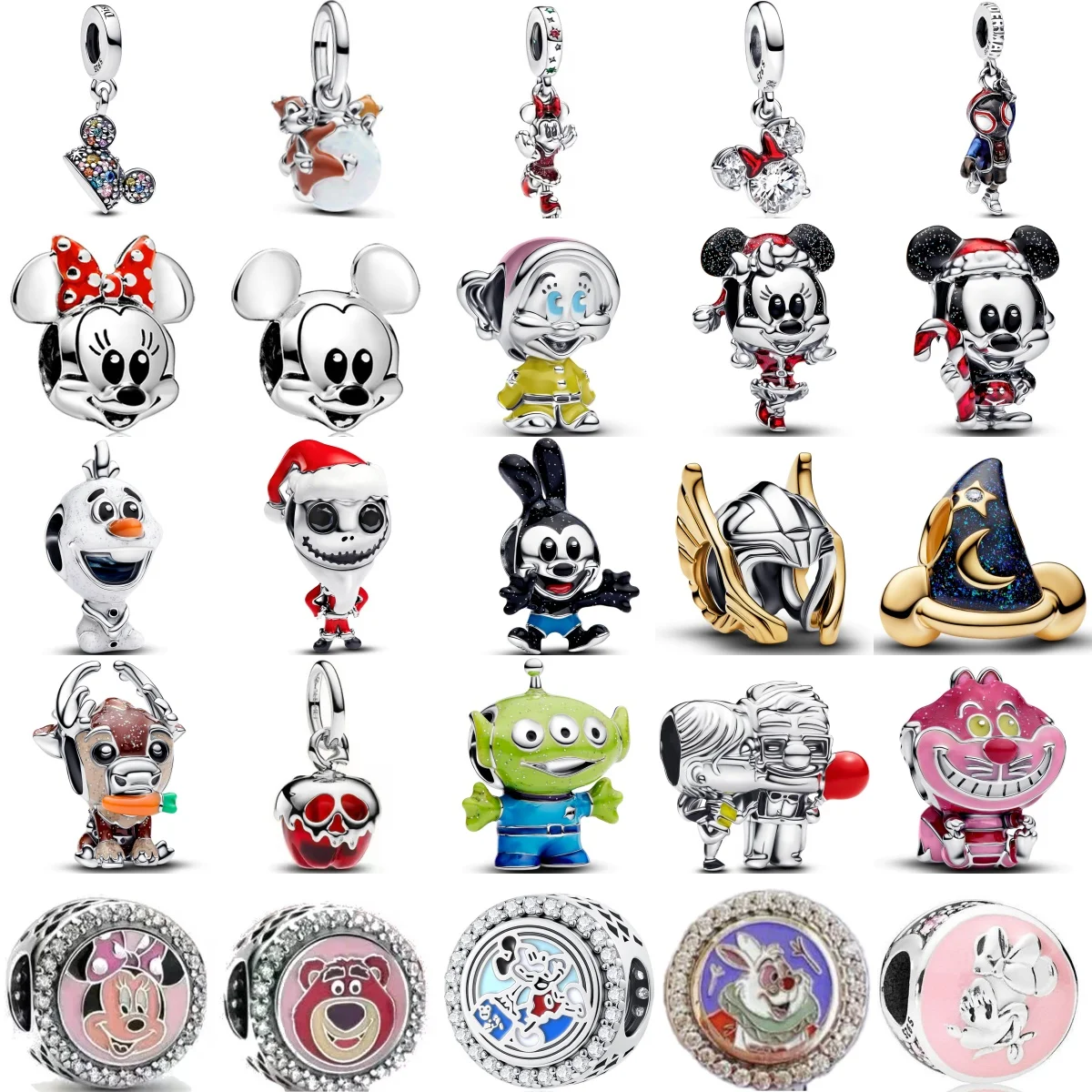 

MINISO, новинка 925, серебряные бусины Disney, мультяшные комиксы, Микки и Минни, винни, совместимый оригинальный браслет, изысканные ювелирные изделия своими руками