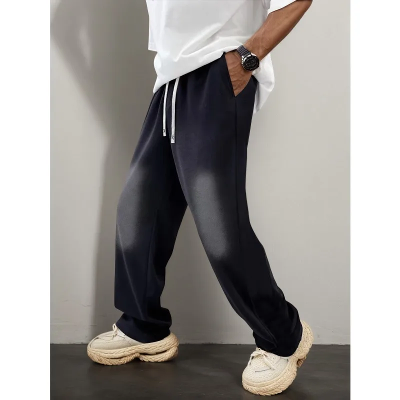 

Мужские повседневные брюки, весенне-осенние свободные спортивные прямые брюки с широкими штанинами, модная брендовая одежда в стиле ретро, американский стиль