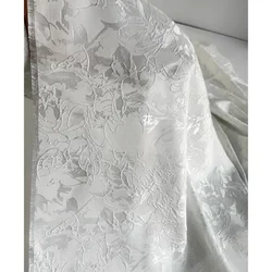 White Jacquard Fabric Relief Texture Suit Dress Clothing Designer Wholesale Cloth Diy Sewing Meters Polyester Material