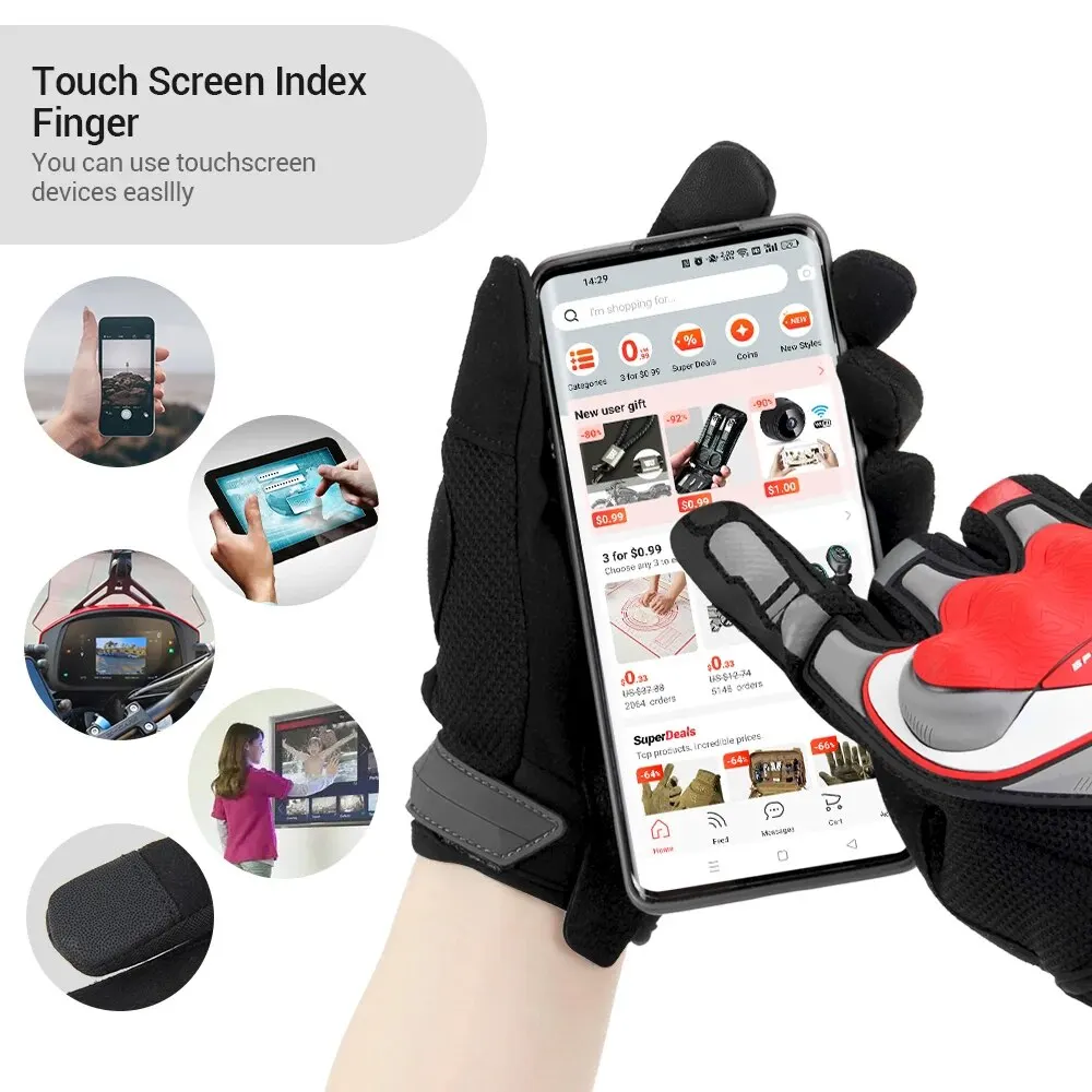 Motorcycle Gloves Unisex Breathable Touch Screen Dirt Bike Riding Protection Gloves Outdoor Sports Night Reflective Full Finger