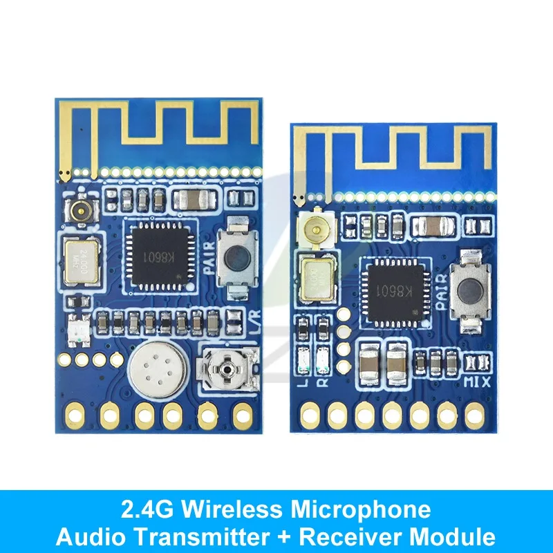 โมดูลรับส่งสัญญาณไมโครโฟน 2.4G 20Hz-20KHz โมดูลบอร์ดรับส่งสัญญาณ RF เสาอากาศในตัว