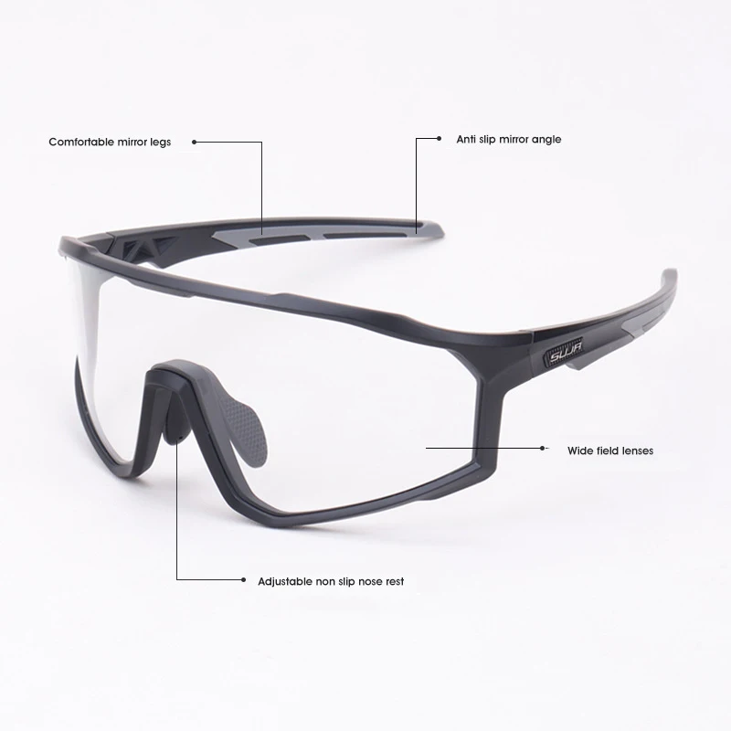 Cycling Color Changing Glasses For Men Women Adjustable Anti Slip Nose Support Mountain Bike Windproof Sports Goggles New