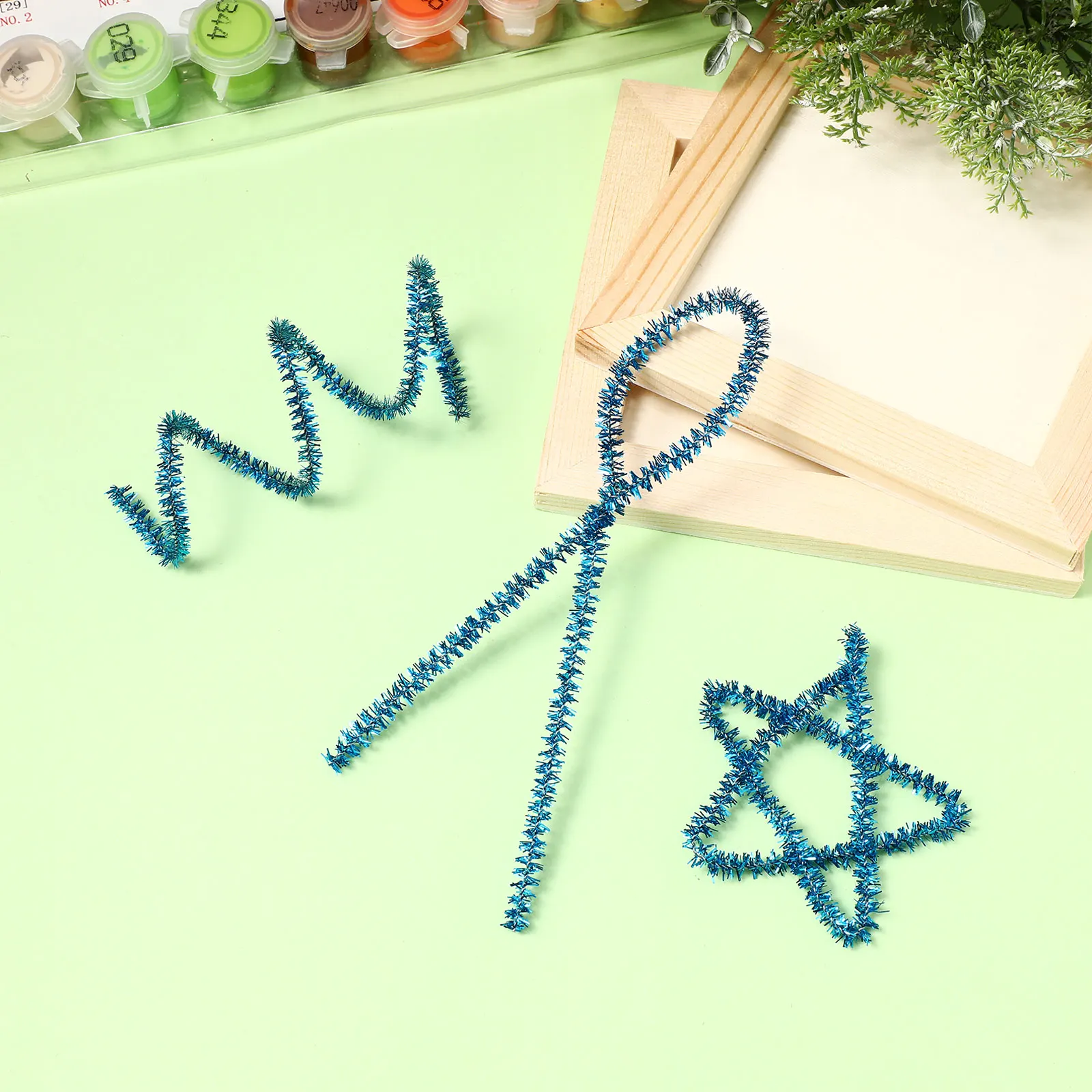 

200pcs Colorful Glitter Sparkly Pipe Cleaners Craft Diy For Kids Party Favors Decor Twisted Stem Creative Easy
