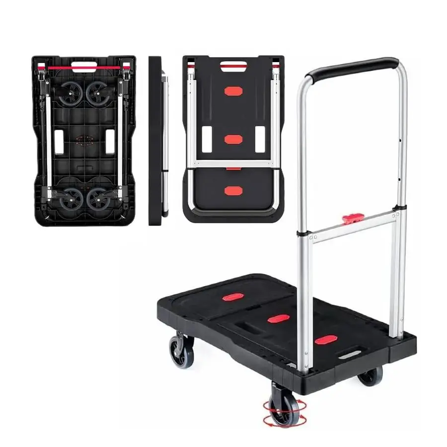 

Hand Truck, 330 Lbs Heavy Duty Luggage Cart, Portable Push cart Dolly with Adjustable Handle for Auto, Luggage, Personal, Travel