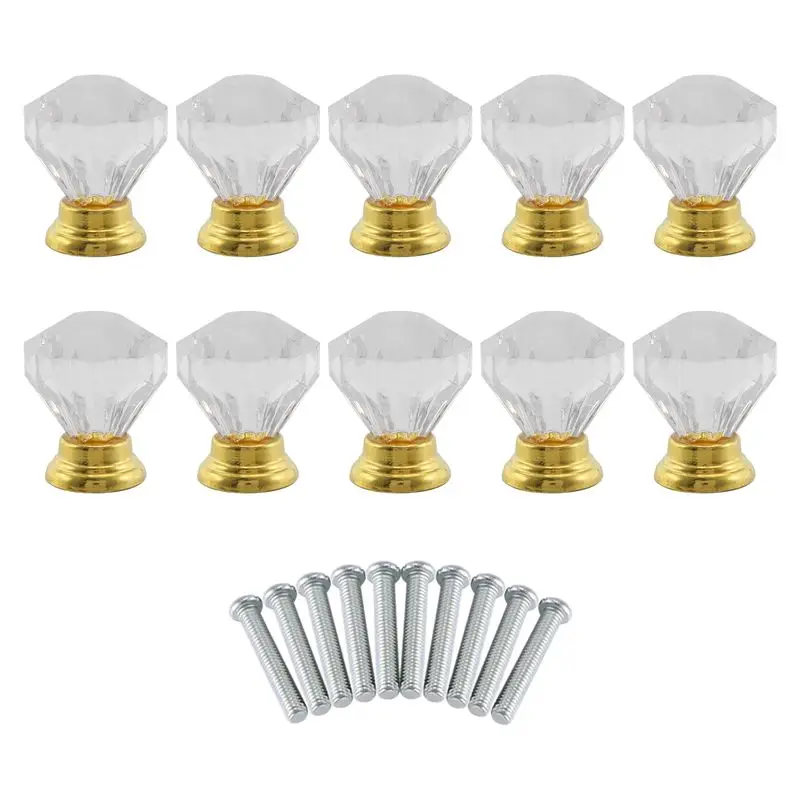 

A04G-10 Pcs Crystal Glass Door Handle Drawer Cabinet Furniture Kitchen Handle Diamond Dressing Table Knob