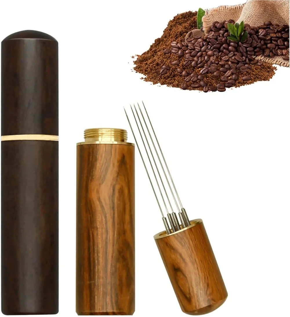Tragbare Kaffeemühle mit Handkurbel für Zuhause, Büro und Reisen - Manuelle Bohnenmühle aus Holz und Edelstahl, Kaffee-Geschenkset
