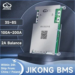 JIKONG JK BMS Smart BMS 1A 2A Active Balance Current 4S 8S 12V 24V bms 8s lifepo4 100A 200A 300A Continuous Discharge BT CAN