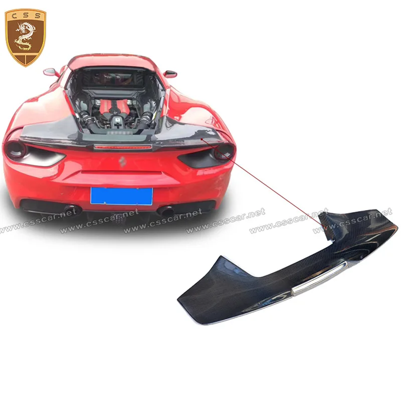 

Car Rear Trunk Lid Spoiler For Ferrari 488 GTB 2015-2019 Mi-Sha Style Real Carbon Fiber Tail Wings Tailgate Decorate Accessory