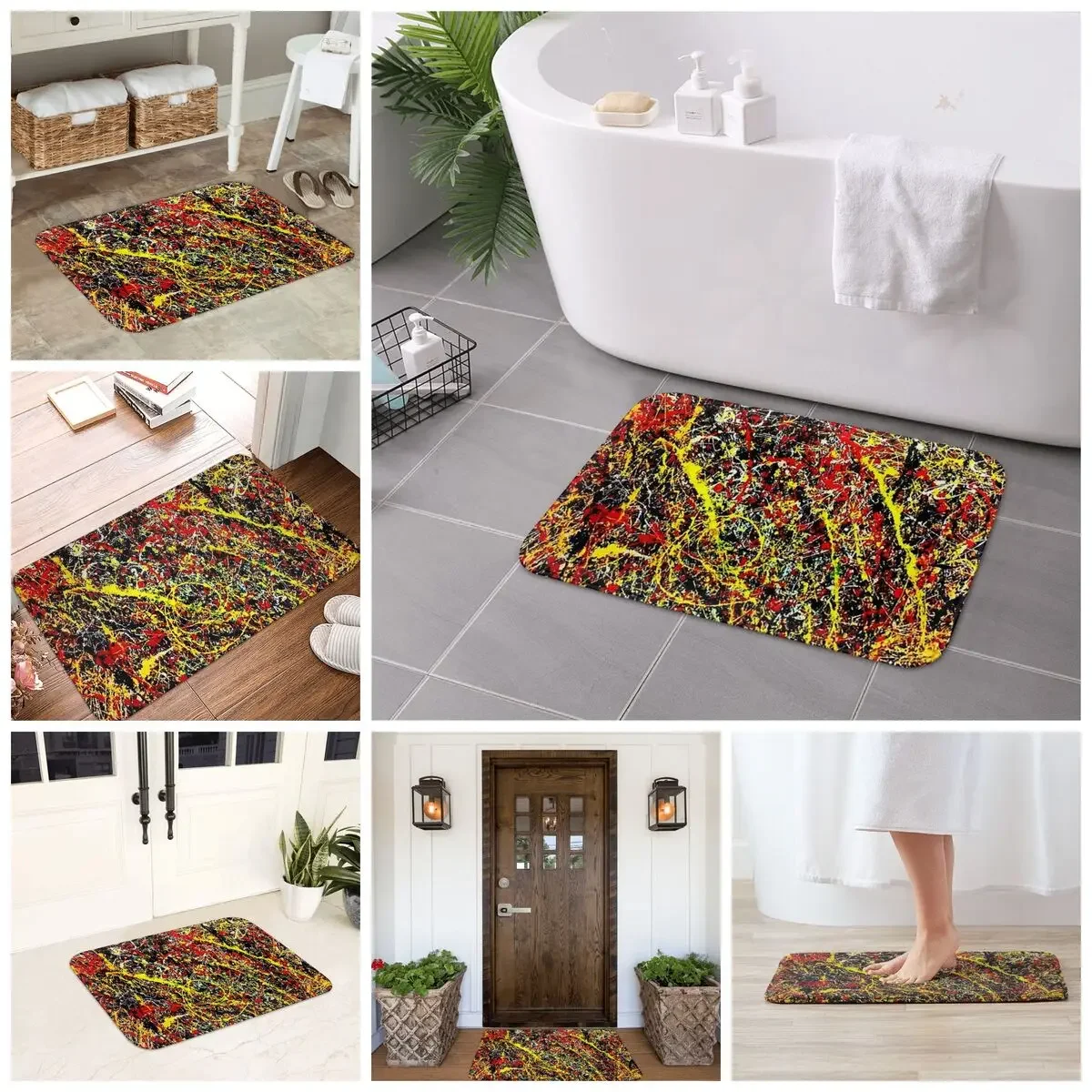 

Jackson Pollock Abstract Painting Art Doormat Kitchen Entrance Home Floor Mat Anti-slip Carpet Rug for Bedroom Footpad Mats