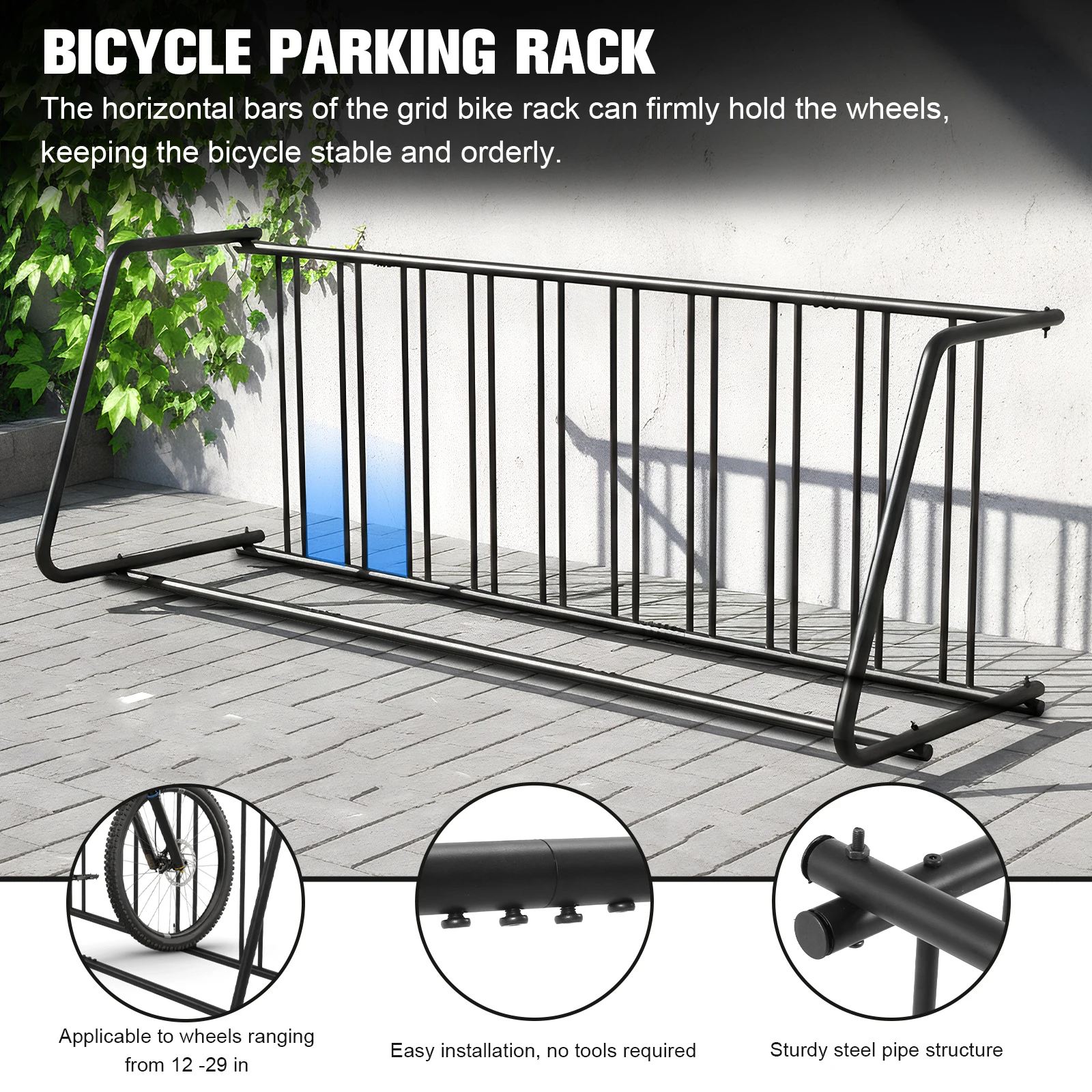 

Коммерческая напольная велопарковка-стойка, двусторонняя, для шин 12-29 дюймов, сетчатая, на 10 велосипедов, для гаражей, улиц, дворов, мероприятий