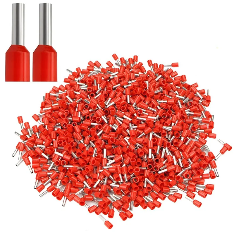 100 300PCS  E1508  Insulated Crimp Terminals, Tubular Wire Ferrules Electrical Connectors Cold Pressed Ring Terminal