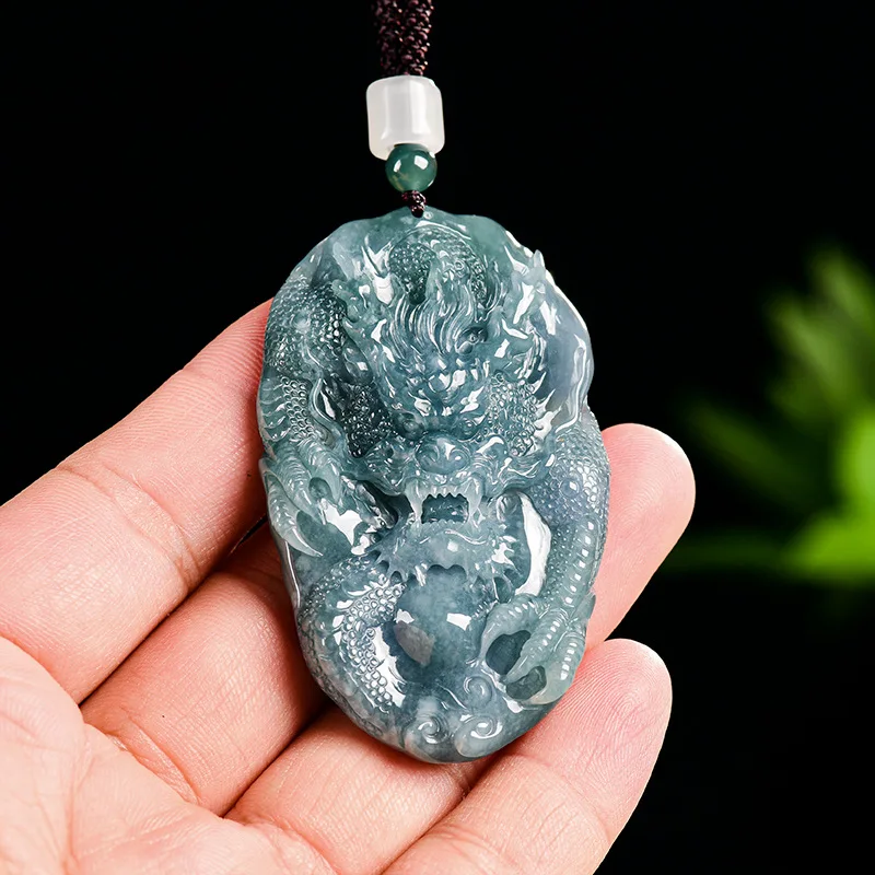 

Мьянманский жадеит, кулон с драконом, натуральный драгоценный камень, роскошное ожерелье, ювелирные изделия из настоящего нефрита, винтажные очаровательные талисманы, мода