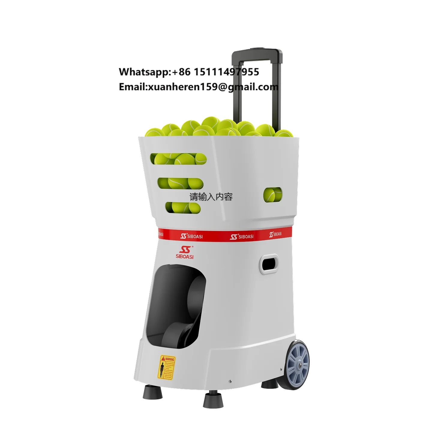 SIBOASI SS-TB6 Smart Padel Tennis Ball Machine White/Black/Red Metal Adjustable Speed/Angle/Spin 170 Ball Capacity Remote