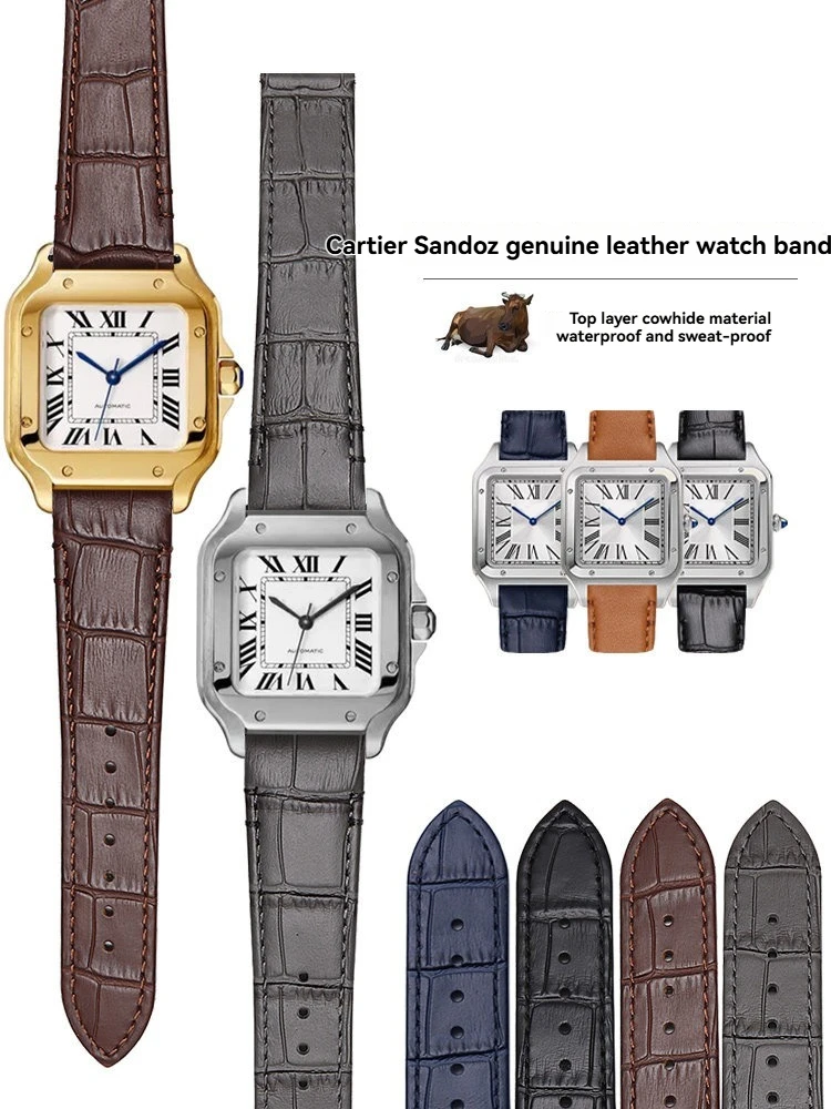 

Быстросъемный ремешок для часов Cartier Sandus, новый кожаный ремешок среднего размера Santos с крокодиловым узором, специальный кожаный ремешок для мужчин 19 21 мм