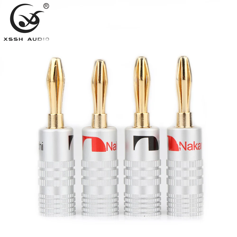 

4pcs 8pcs XSSH DIY OEM HIFI Audio Amplifier Male Adapter Gold Plated Speaker Banana Connector Plug Jack for 4MM Cable Wire Line