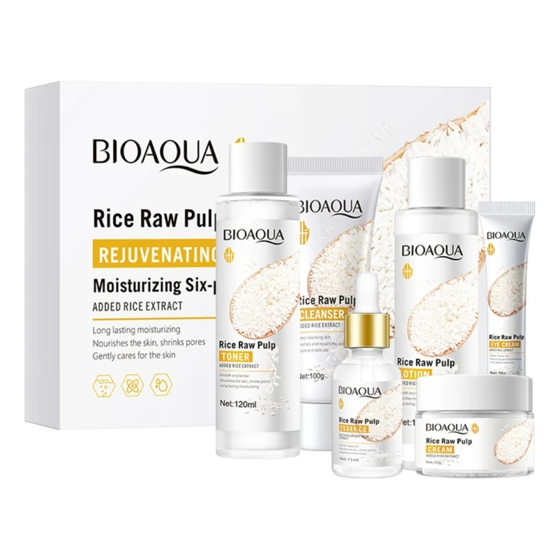 

Face Skins Care Rice Puree Serums Kit Moisturizing Skins Rejuvenation Healthy Anti Wrinkles Korean Cosmetic Makeup Set